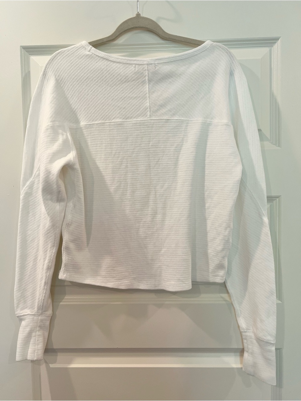 We The Free White Waffle Knit Long Sleeve Thermal Top Size S Boat Neck Cotton - Picture 4 of 8